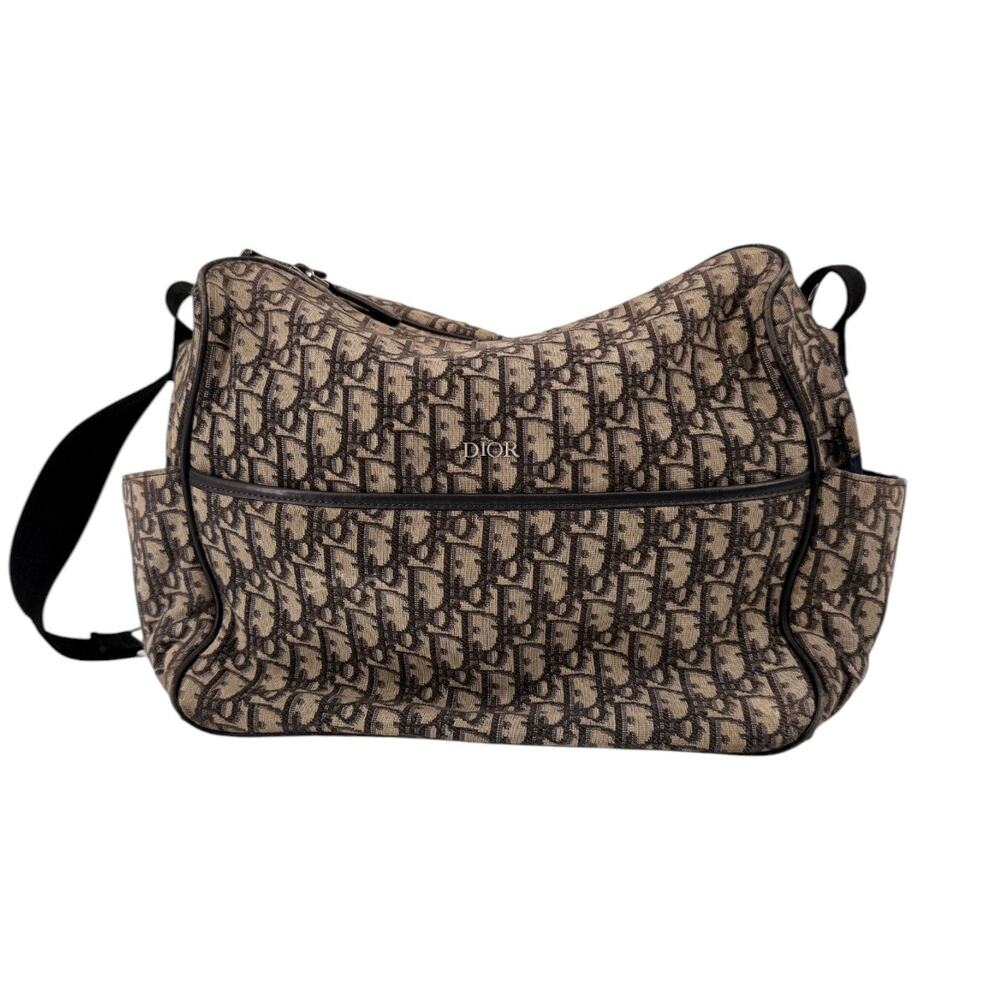 Christian Dior Diorissimo Oblique Jacquard Canvas Diaper Shoulder Bag Brown OS